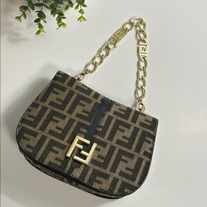 Beautiful Brown and Gold Patterned Shoulder Bag